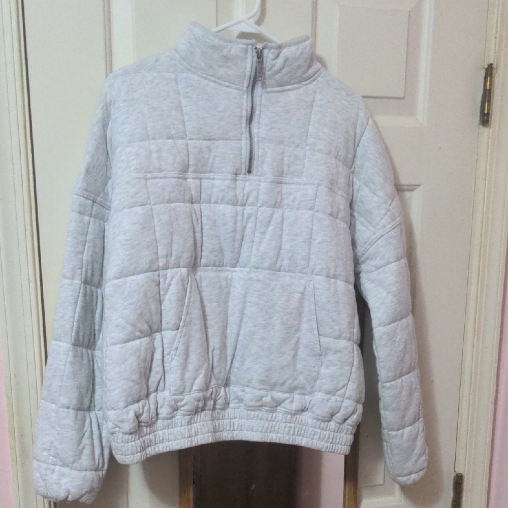 Cozy Gray Quilted Pullover